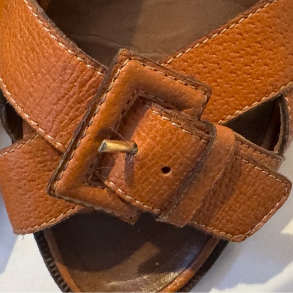 Prada sling back sandals 1 inch heel size 38 tan pebbled leather 90’s - Picture 9 of 12